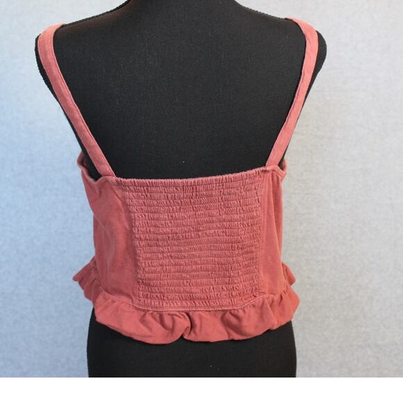 American Eagle Blush/Pink Button Up Ruffle Tank Top Size Large - Picture 3 of 7